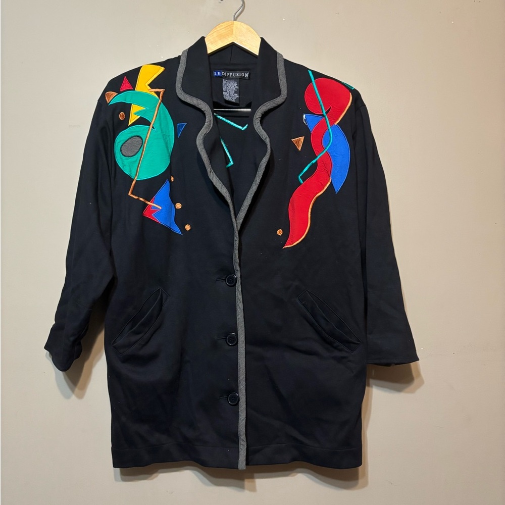 I.B. DIFFUSION Vintage 80/90’s Cotton Embroidered Blazer, Made in Hong Kong